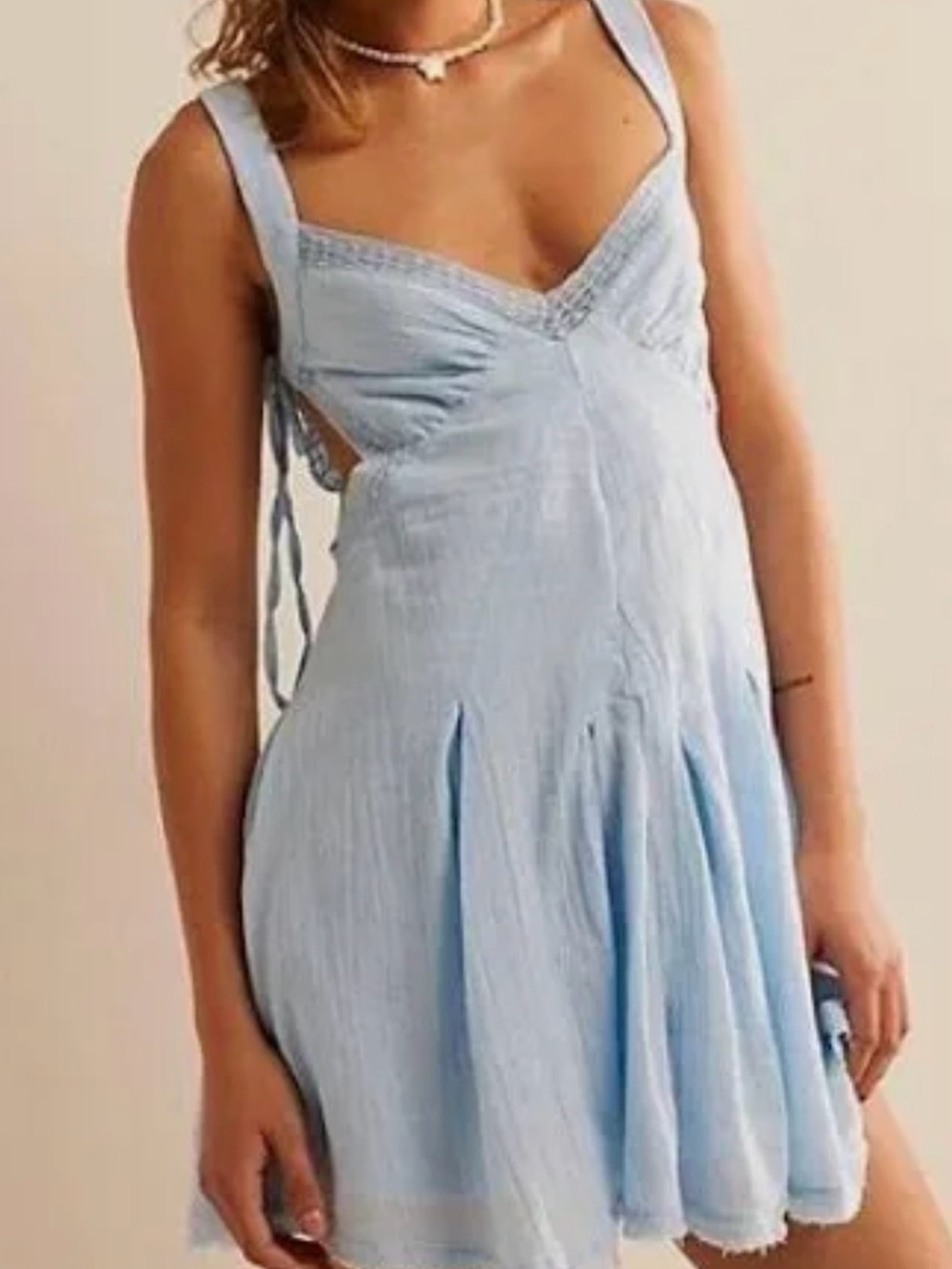 Free People Pale Blue Vivi Cotton Mini Dress - Picture 7 of 7